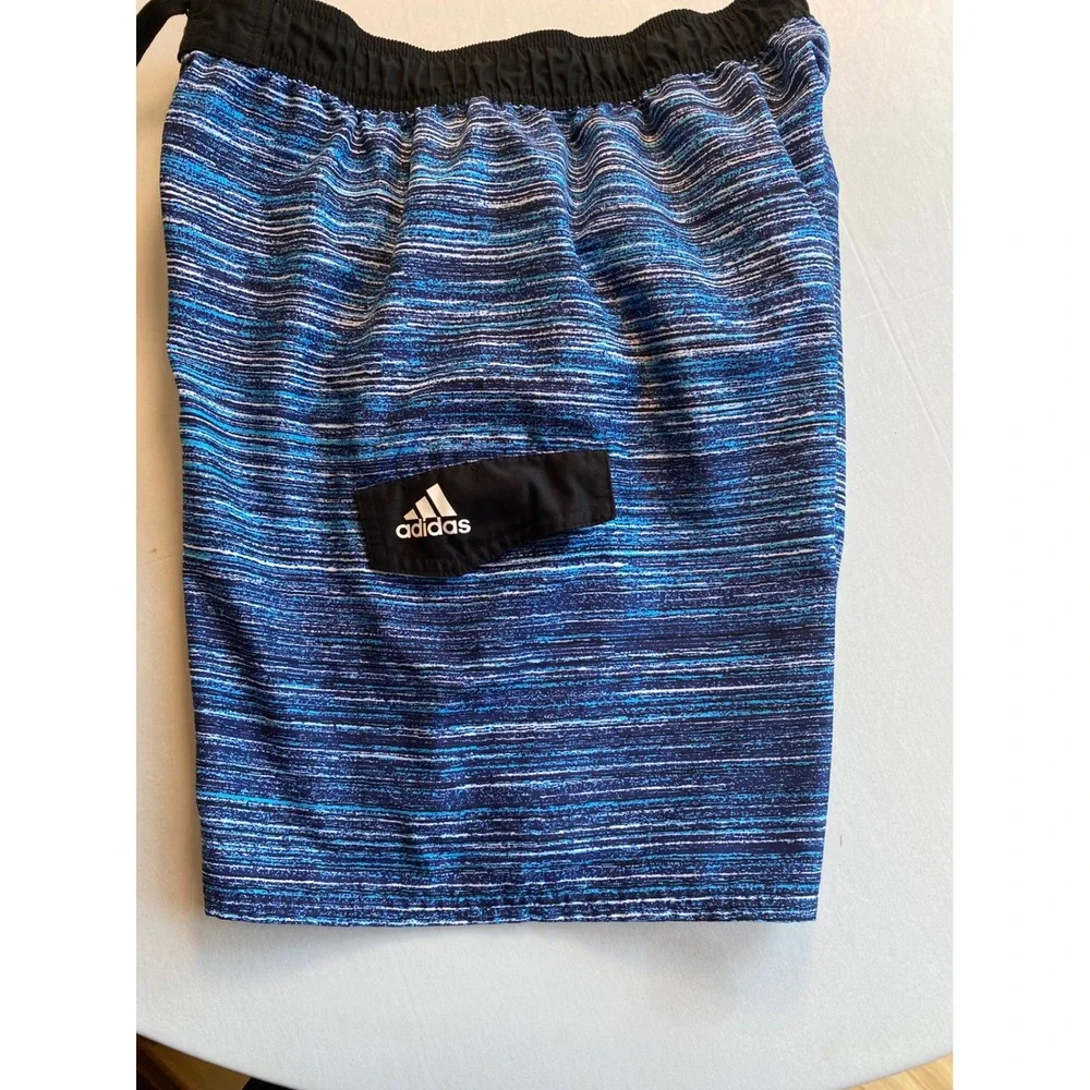 Adidas Mens Blue Space Dye Swim Trunks Board Shorts Mesh Lining Size L PLM111